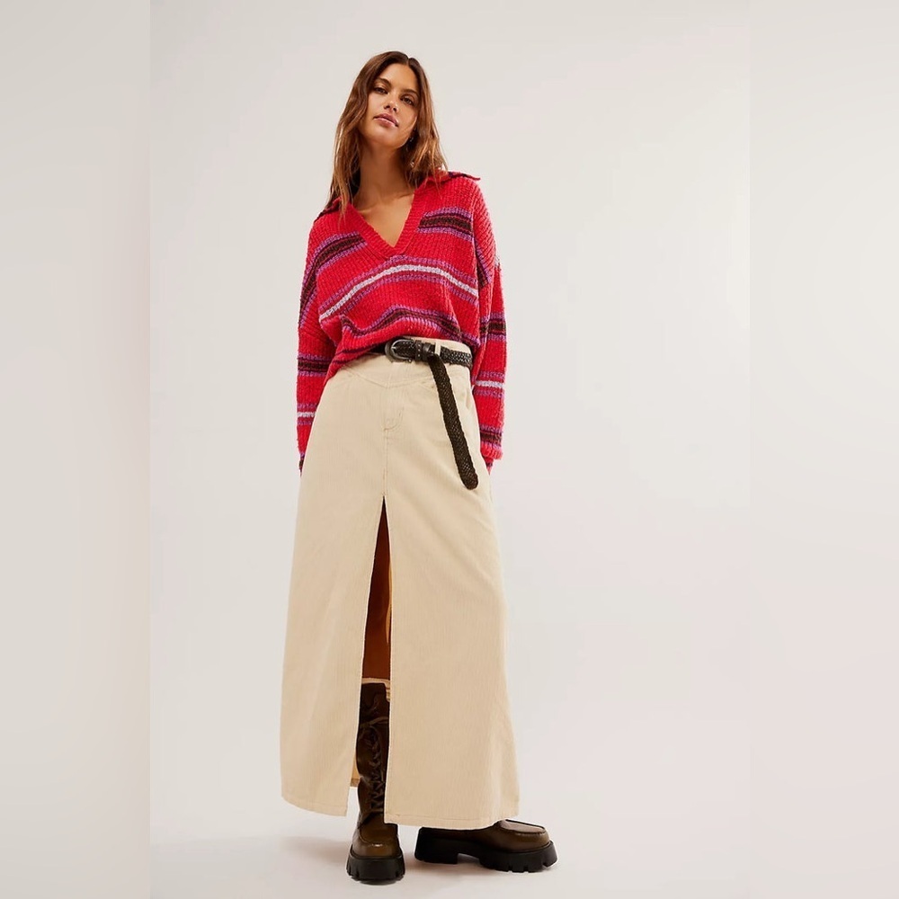 Free People Come As You Are Cord Maxi Skirt - Picture 2 of 11